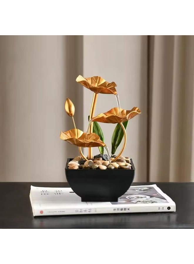 Tabletop Water Fountains for Home Office Décor – Desktop Waterfall Leaf Fountains Deep Basin Natural River Rocks Indoor Zen Relaxation Sound Bedroom, Livingroom - Image 1